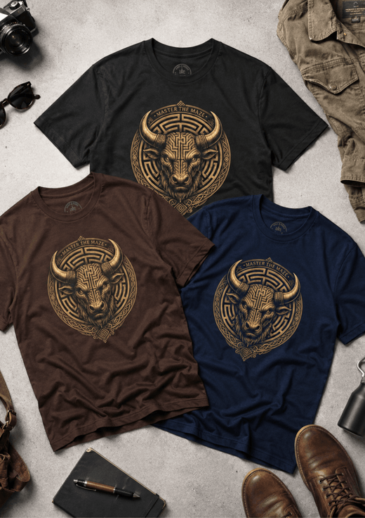 Master the Maze Minotaur Emblem T-Shirt - Hilt and Stone