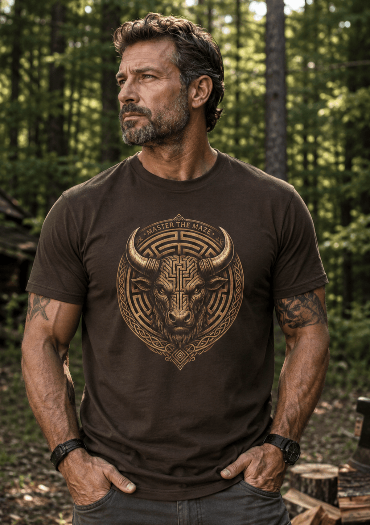 Master the Maze Minotaur Emblem T-Shirt - Hilt and Stone