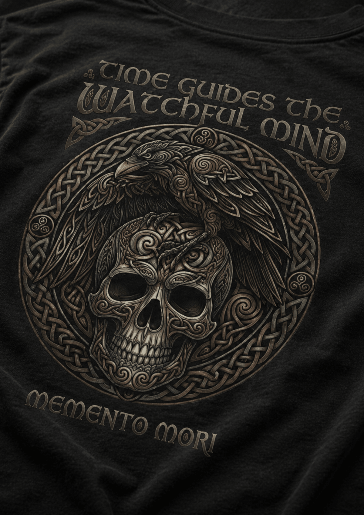 Memento Mori signature t-shirt flat lay product photo