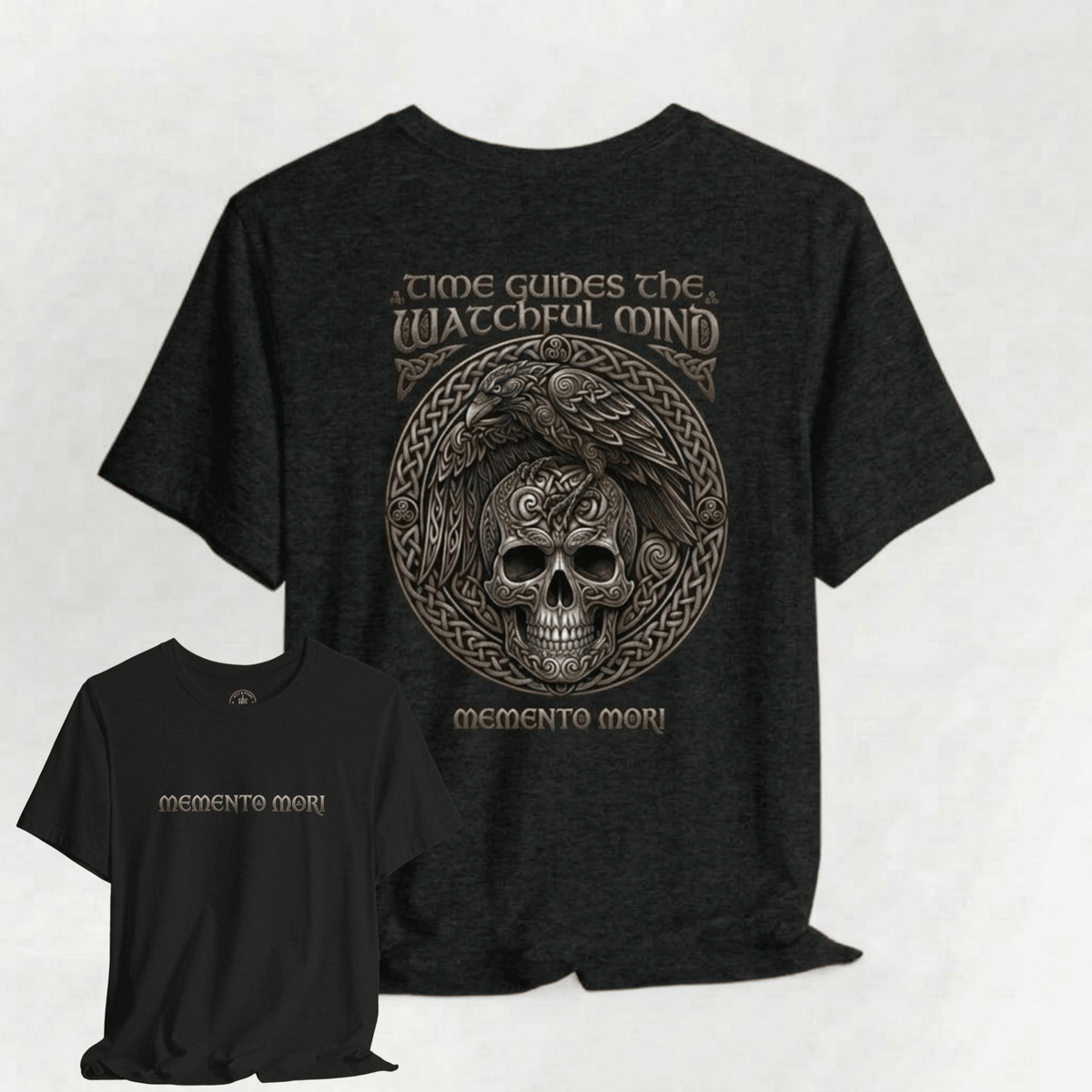 Memento Mori signature t-shirt front and back design