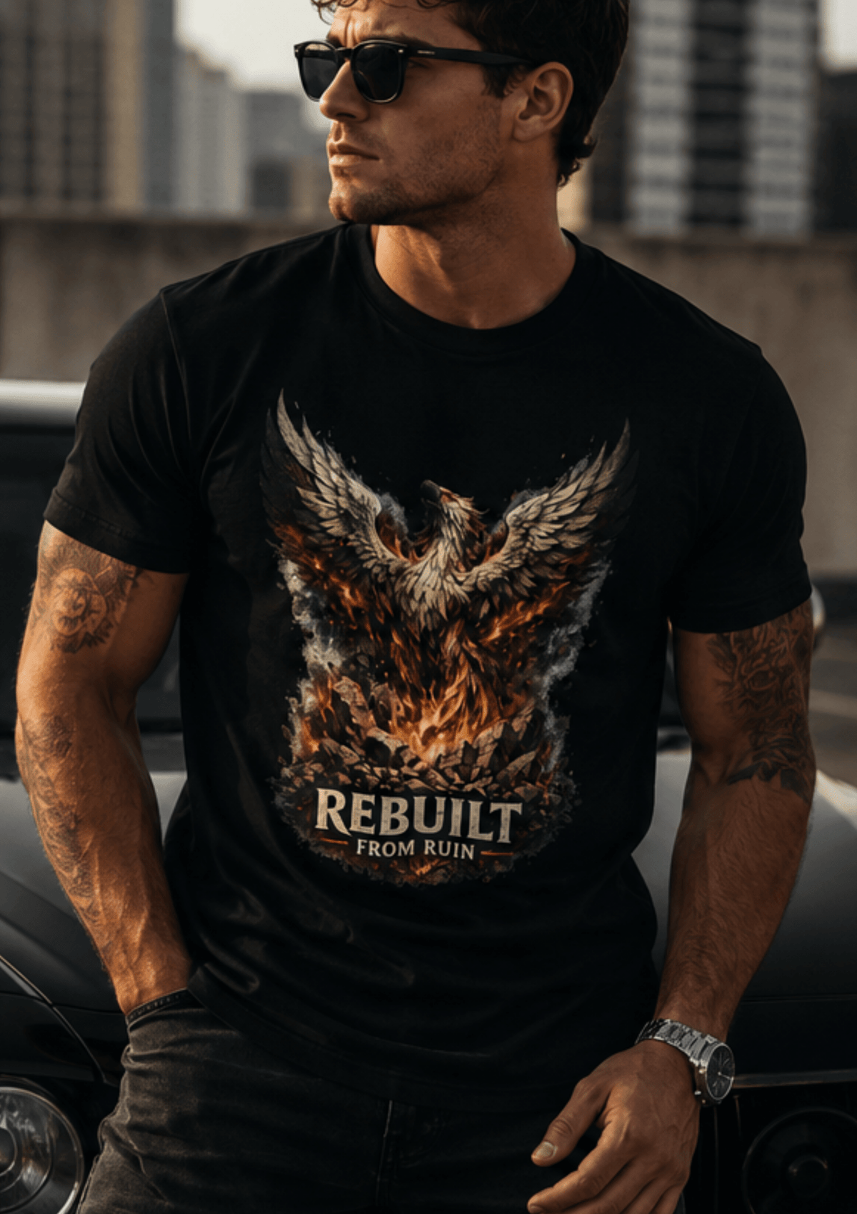 Rebuilt From Ruin Phoenix Graphic T-Shirt - Hilt and Stone