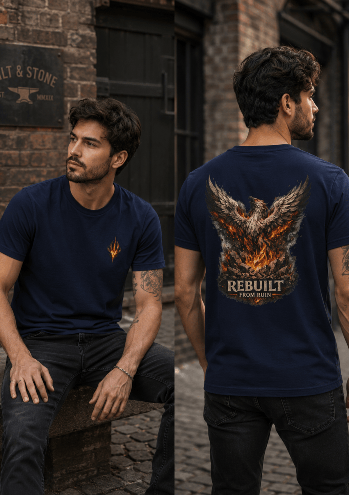 Rebuilt From Ruin Signature T-Shirt | Phoenix of Renewal - Hilt and Stone