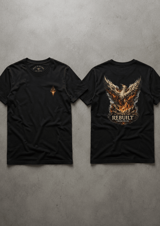 Rebuilt From Ruin Signature T-Shirt | Phoenix of Renewal - Hilt and Stone
