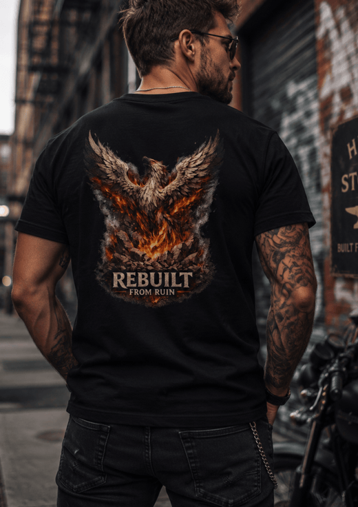 Rebuilt From Ruin Signature T-Shirt | Phoenix of Renewal - Hilt and Stone