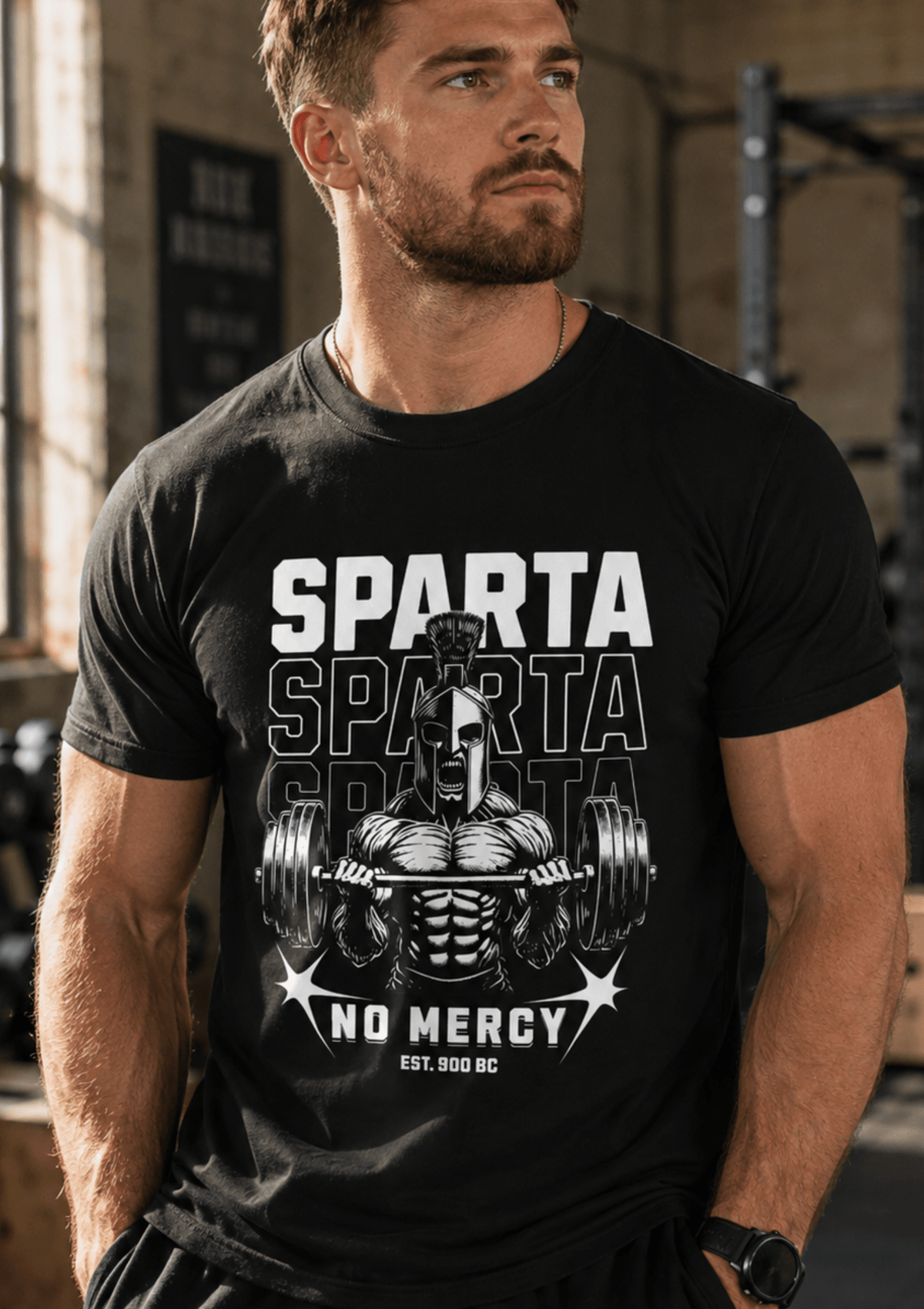 Sparta No Mercy Workout Crewneck T-Shirt - Hilt and Stone