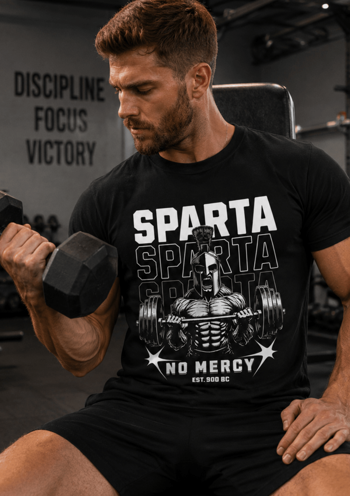 Sparta No Mercy Workout Crewneck T-Shirt - Hilt and Stone