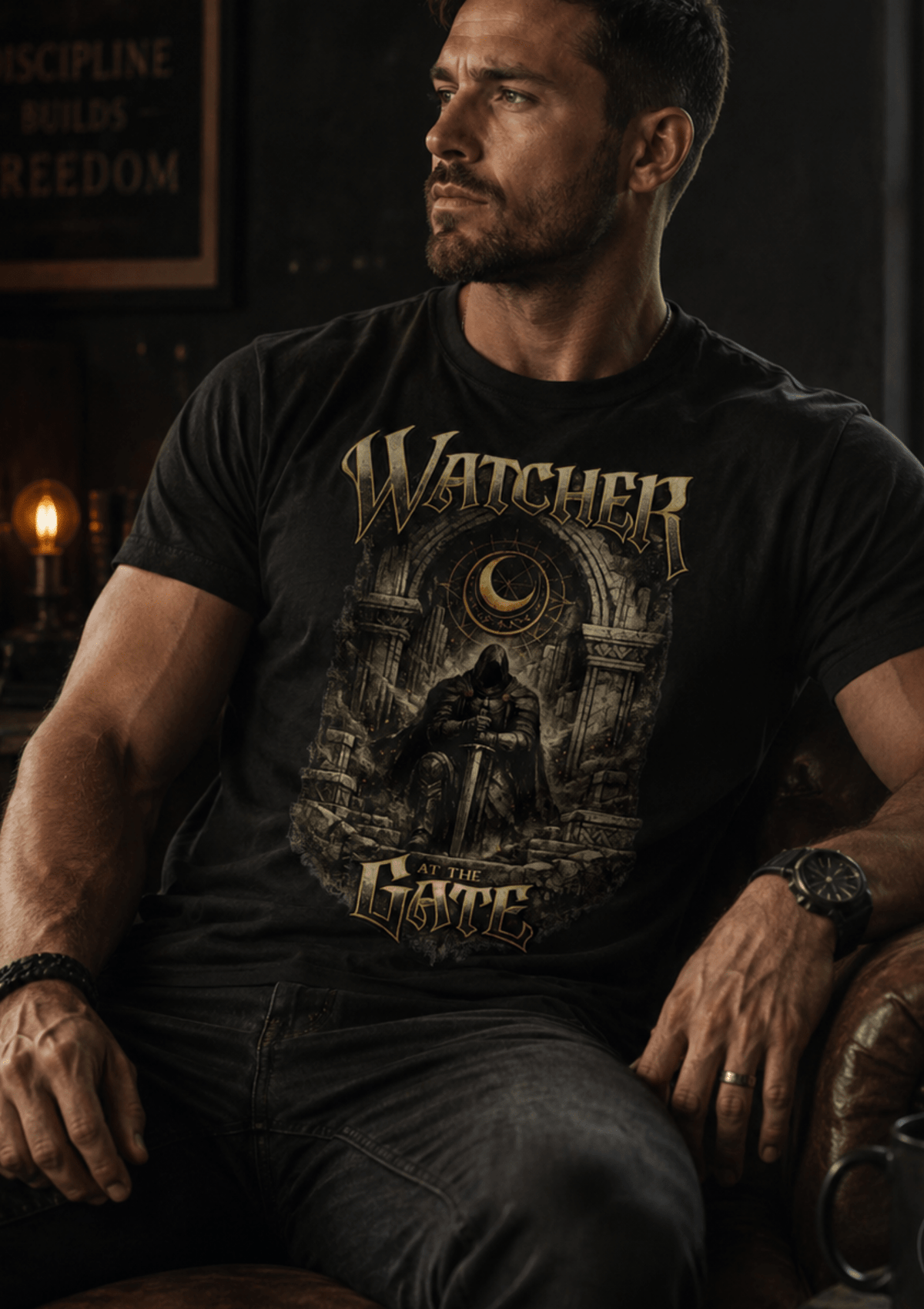 Watcher At The Gate Of Chaos Crewneck T-Shirt - Hilt and Stone