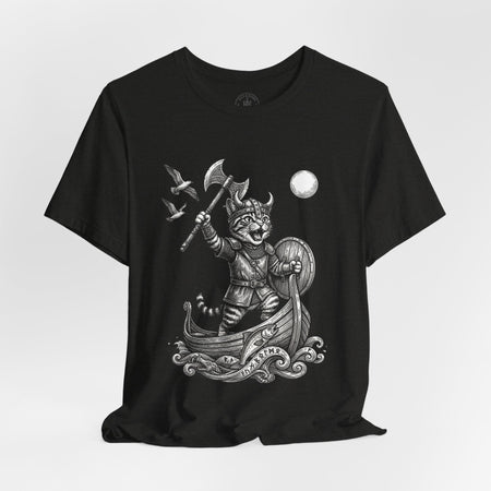 Viking Warrior Cat Graphic T-Shirt – Norse Adventure Statement Shirt - Hilt and Stone