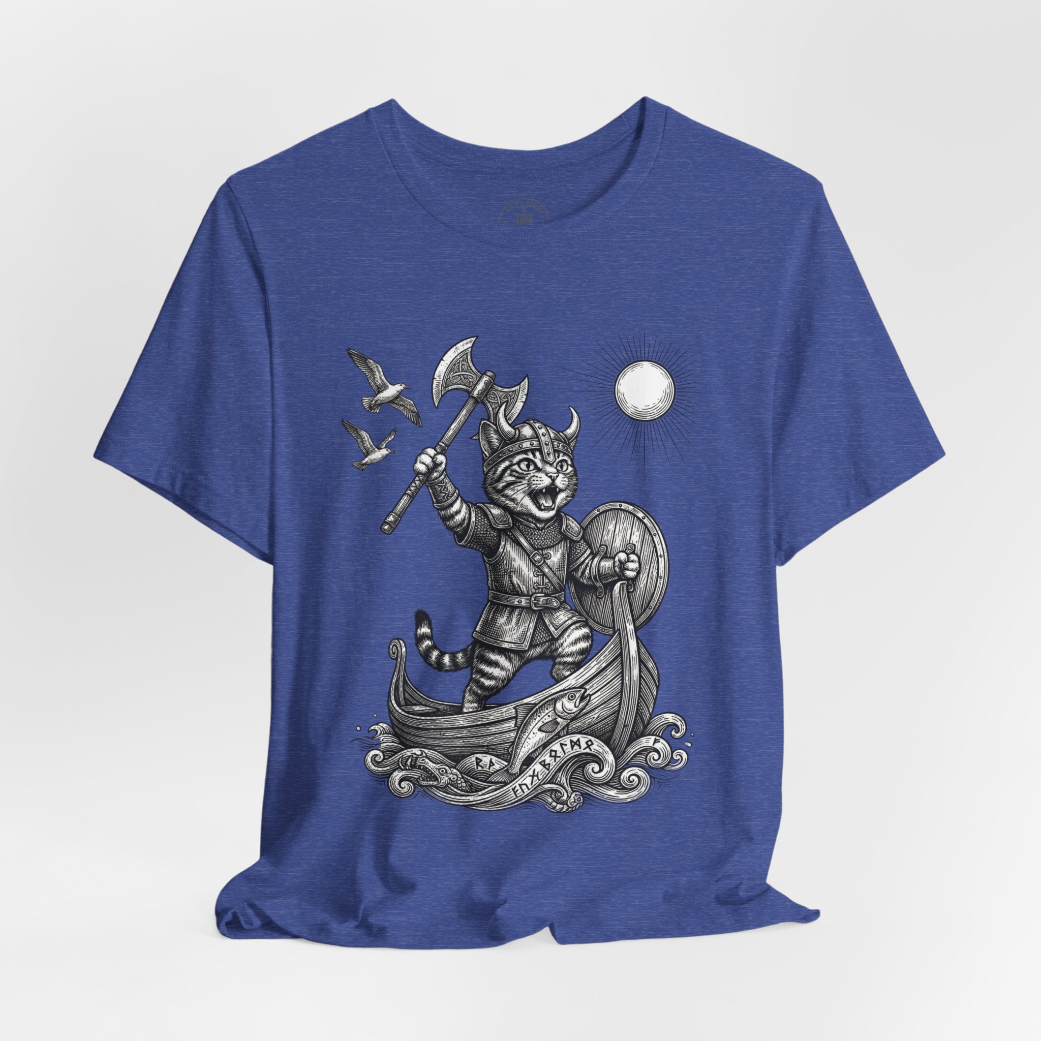 Viking Warrior Cat Graphic T-Shirt – Norse Adventure Statement Shirt - Hilt and Stone