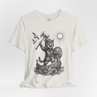 Load image into Gallery viewer, Viking Warrior Cat Graphic T-Shirt – Norse Adventure Statement Shirt