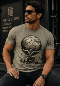 Load image into Gallery viewer, Atlas "Carry the Weight" Warrior T‑Shirt - Hilt and Stone