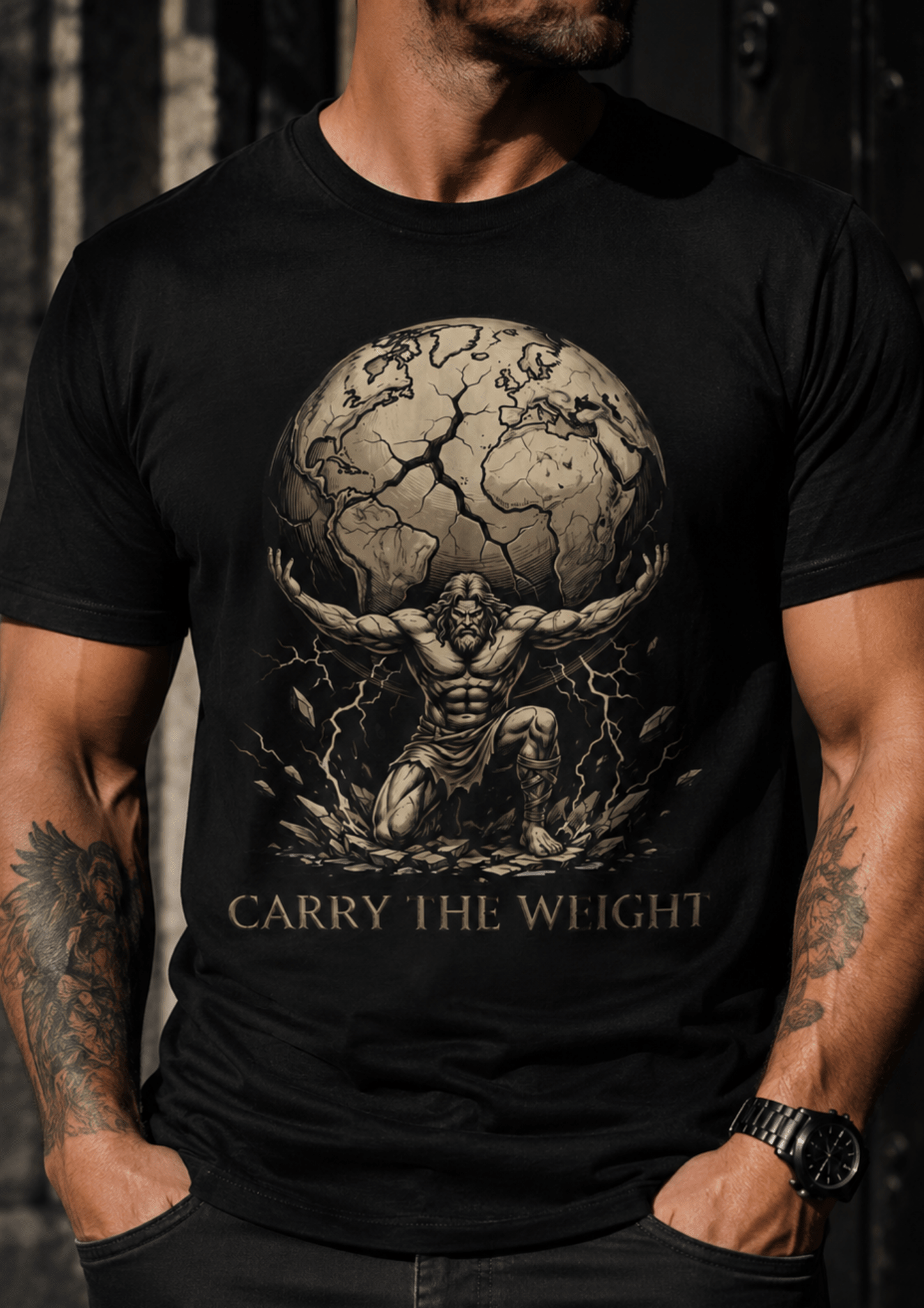 Atlas "Carry the Weight" Warrior T‑Shirt - Hilt and Stone