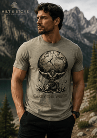 Load image into Gallery viewer, Atlas "Carry the Weight" Warrior T‑Shirt - Hilt and Stone