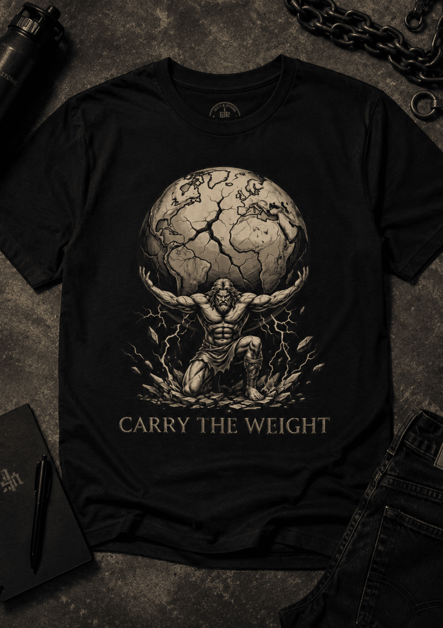 Atlas "Carry the Weight" Warrior T‑Shirt - Hilt and Stone