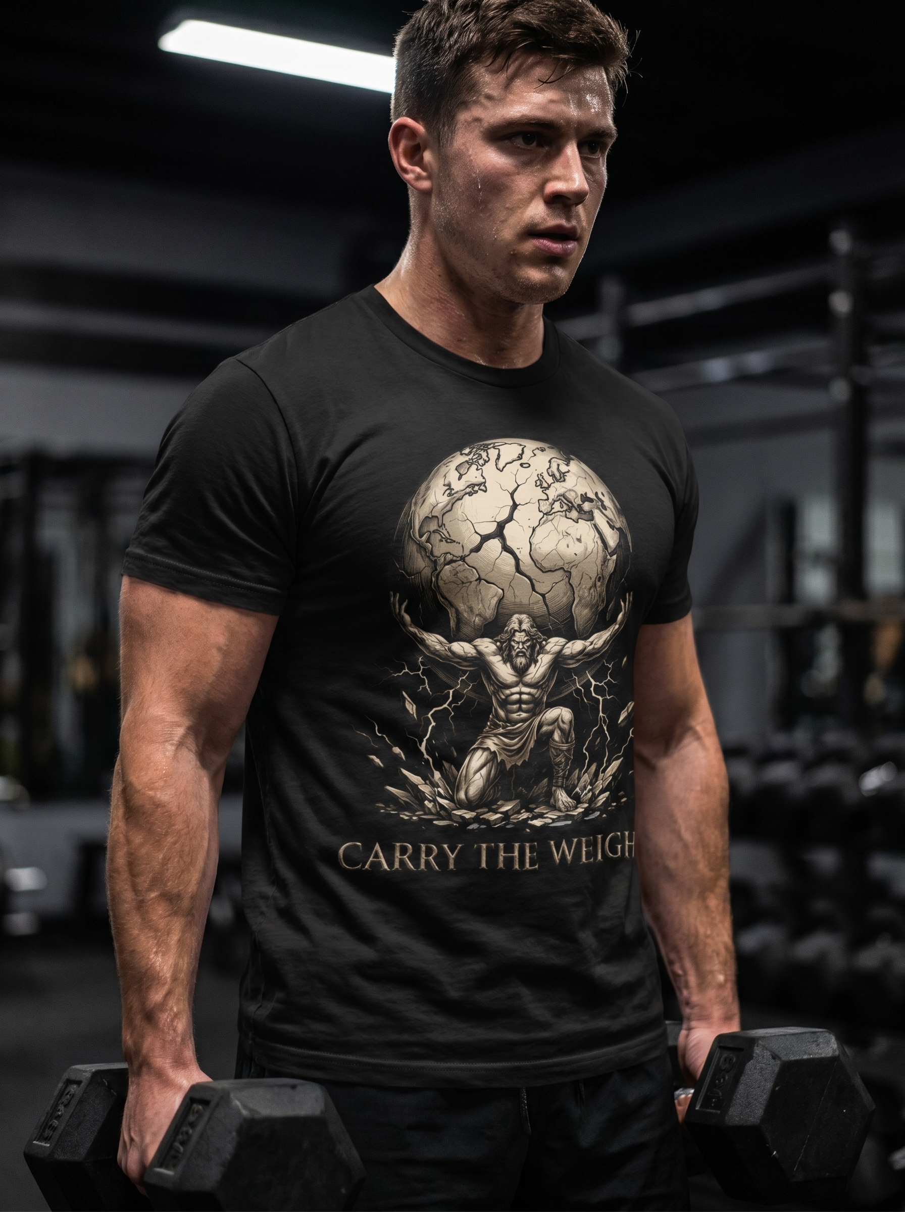 Atlas "Carry the Weight" Warrior T‑Shirt - Hilt and Stone