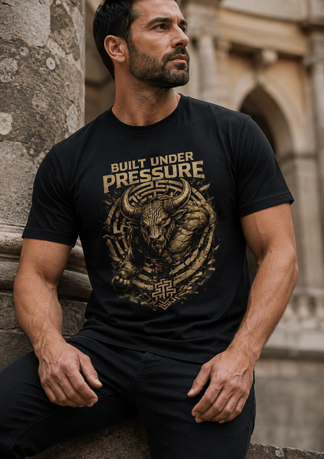 Built Under Pressure Minotaur Graphic T-Shirt - Hilt and Stone