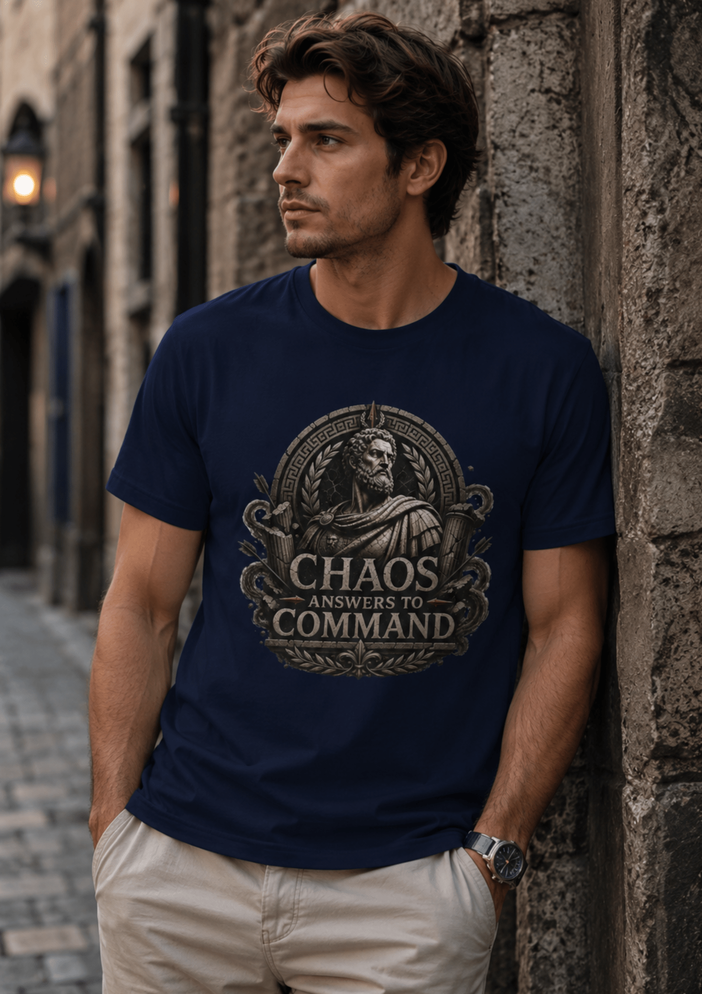 Chaos Answers to Command – Stoic Warrior Graphic T-Shirt | Hilt