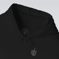 Load image into Gallery viewer, Embroidered style shield emblem hoodie graphic close up