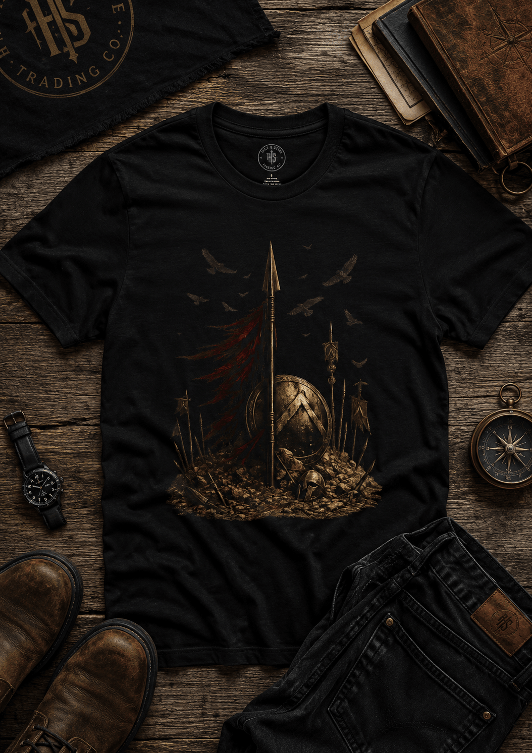 Hold the Line Leonidas Spear T-Shirt - Hilt and Stone