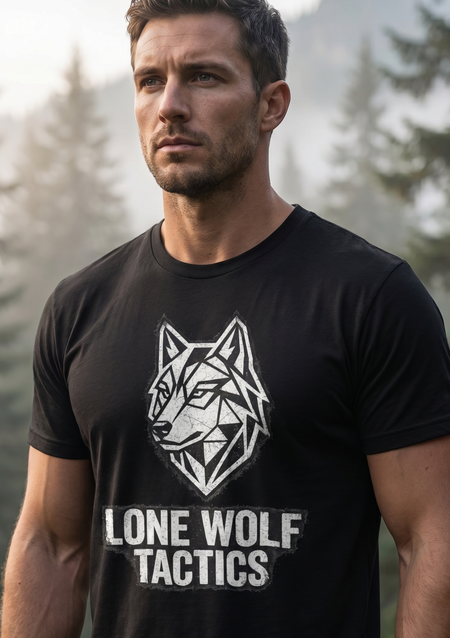 Lone Wolf Tactics Tee — Geometric Wolf Logo Graphic T-Shirt - Hilt and Stone