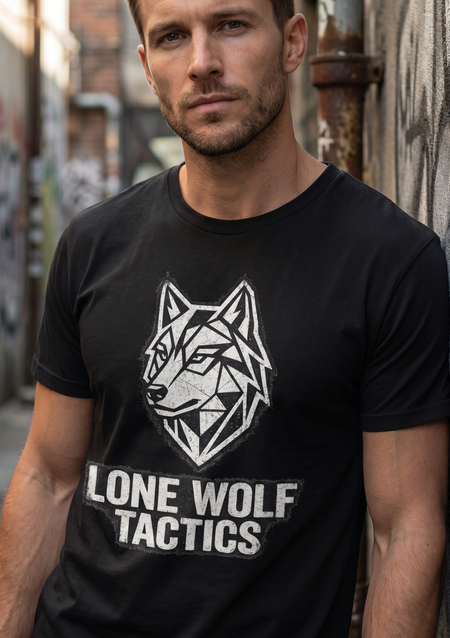 Lone Wolf Tactics Tee — Geometric Wolf Logo Graphic T-Shirt - Hilt and Stone