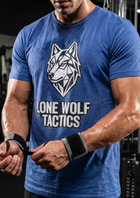 Load image into Gallery viewer, Lone Wolf Tactics Tee — Geometric Wolf Logo Graphic T-Shirt - Hilt and Stone