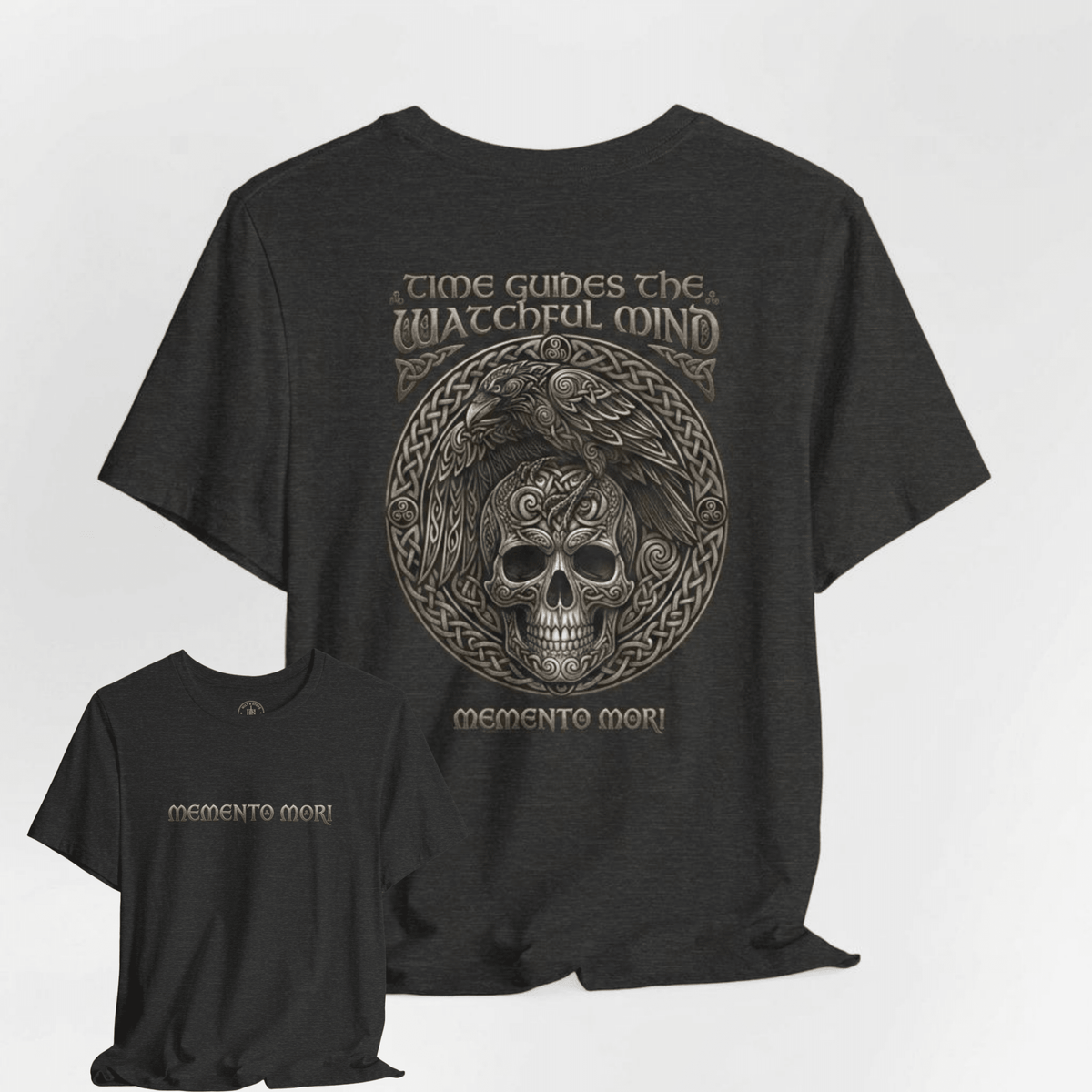 Memento Mori signature t-shirt front and back design