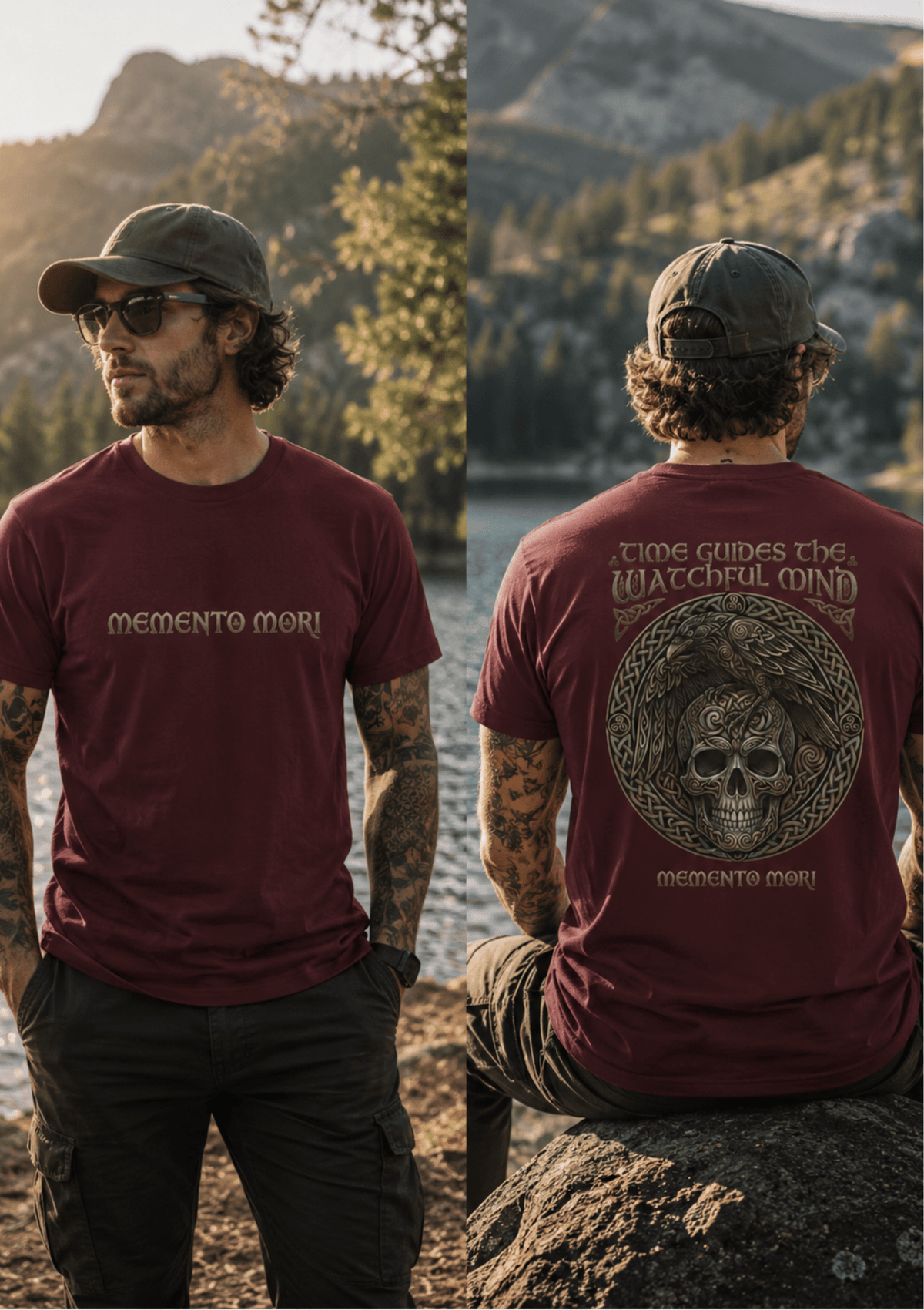 Memento Mori signature t-shirt front and back design