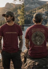 Load image into Gallery viewer, Memento Mori Signature Collection T-Shirt | Time Guides the Watchful Mind - Hilt and Stone