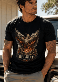 Load image into Gallery viewer, Rebuilt From Ruin Phoenix Graphic T-Shirt - Hilt and Stone