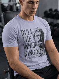 Load image into Gallery viewer, Rule the Inner Kingdom Graphic Tee — Stoic Bust Vintage Typography T‑Shirt - Hilt and Stone
