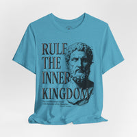 Load image into Gallery viewer, Rule the Inner Kingdom Graphic Tee — Stoic Bust Vintage Typography T‑Shirt - Hilt and Stone