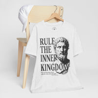 Load image into Gallery viewer, Rule the Inner Kingdom Graphic Tee — Stoic Bust Vintage Typography T‑Shirt - Hilt and Stone