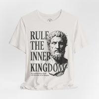 Load image into Gallery viewer, Rule the Inner Kingdom Graphic Tee — Stoic Bust Vintage Typography T‑Shirt - Hilt and Stone