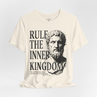 Load image into Gallery viewer, Rule the Inner Kingdom Graphic Tee — Stoic Bust Vintage Typography T‑Shirt - Hilt and Stone