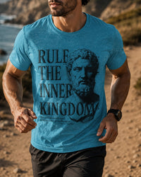 Load image into Gallery viewer, Rule the Inner Kingdom Graphic Tee — Stoic Bust Vintage Typography T‑Shirt - Hilt and Stone