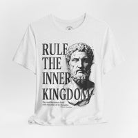 Load image into Gallery viewer, Rule the Inner Kingdom Graphic Tee — Stoic Bust Vintage Typography T‑Shirt - Hilt and Stone