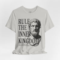 Load image into Gallery viewer, Rule the Inner Kingdom Graphic Tee — Stoic Bust Vintage Typography T‑Shirt - Hilt and Stone