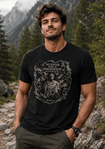 Seneca Shadow Theater T-Shirt – Stoic Philosophy Graphic Tee - Hilt and Stone