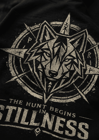 Load image into Gallery viewer, Stillness Wolf T-Shirt — 'The Hunt Begins' Graphic Tee - Hilt and Stone