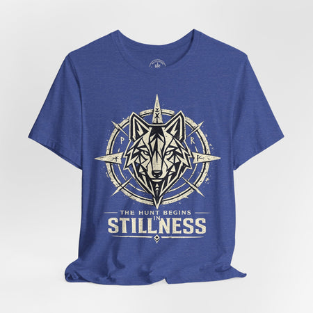 Stillness Wolf T-Shirt — 'The Hunt Begins' Graphic Tee - Hilt and Stone