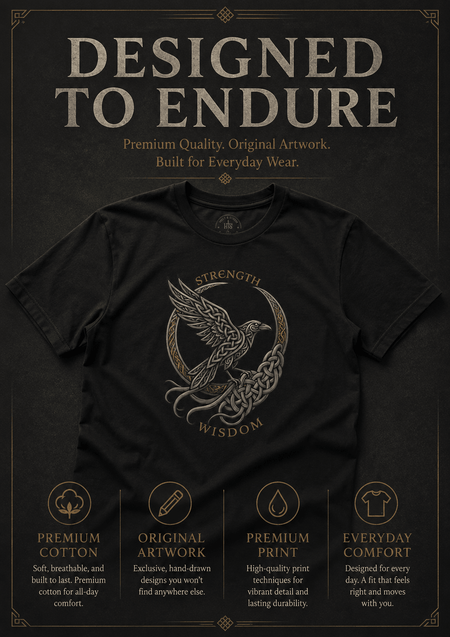 Strength & Wisdom Raven Graphic T-Shirt - Hilt and Stone