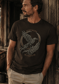 Load image into Gallery viewer, Strength &amp; Wisdom Raven Graphic T-Shirt - Hilt and Stone