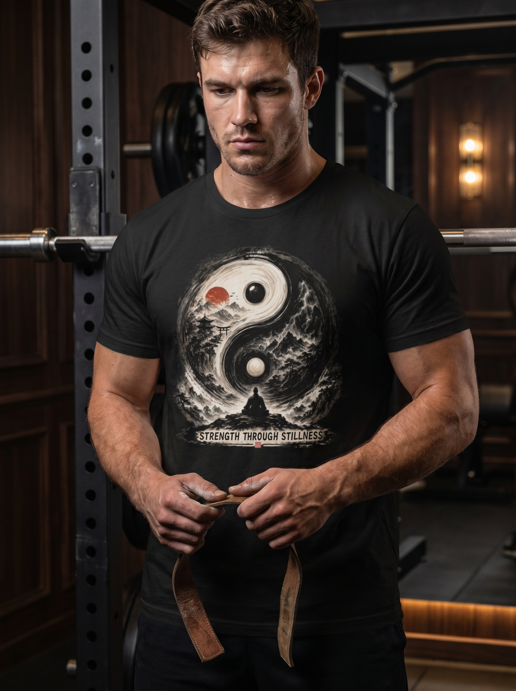 Yin Yang Zen T-Shirt — "Strength Through Stillness" Graphic Tee - Hilt and Stone