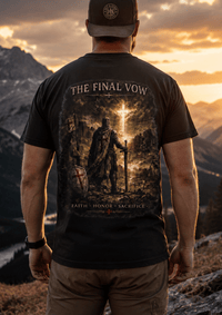 Load image into Gallery viewer, The Final Vow Signature T-Shirt | Faith • Honor • Sacrifice - Hilt and Stone