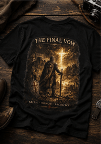 Load image into Gallery viewer, The Final Vow Signature T-Shirt | Faith • Honor • Sacrifice - Hilt and Stone