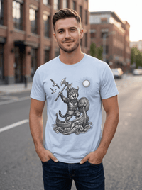 Load image into Gallery viewer, Viking Warrior Cat Graphic T-Shirt – Norse Adventure Statement Shirt - Hilt and Stone