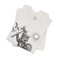 Load image into Gallery viewer, Viking Warrior Cat Graphic T-Shirt – Norse Adventure Statement Shirt - Hilt and Stone