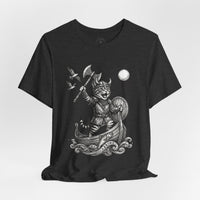 Load image into Gallery viewer, Viking Warrior Cat Graphic T-Shirt – Norse Adventure Statement Shirt - Hilt and Stone