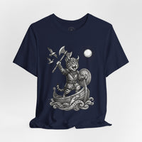 Load image into Gallery viewer, Viking Warrior Cat Graphic T-Shirt – Norse Adventure Statement Shirt - Hilt and Stone